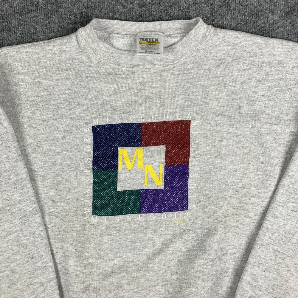 Tultex Minnesota Sweatshirt Mens XL Gray Crewneck Pullover Vintage‎ Graphic